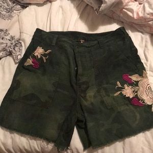 free people embroidery camo shorts